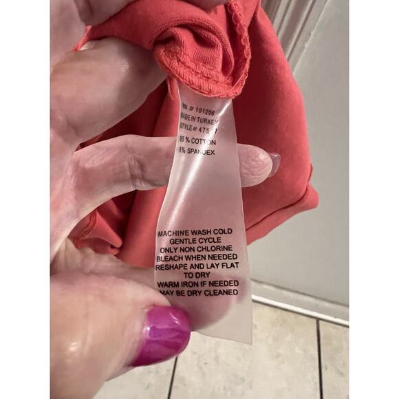 Soft Surroundings Coral Pink Midi Faux Wrap Ruched Side Dress Sz Tall L - Picture 7 of 7